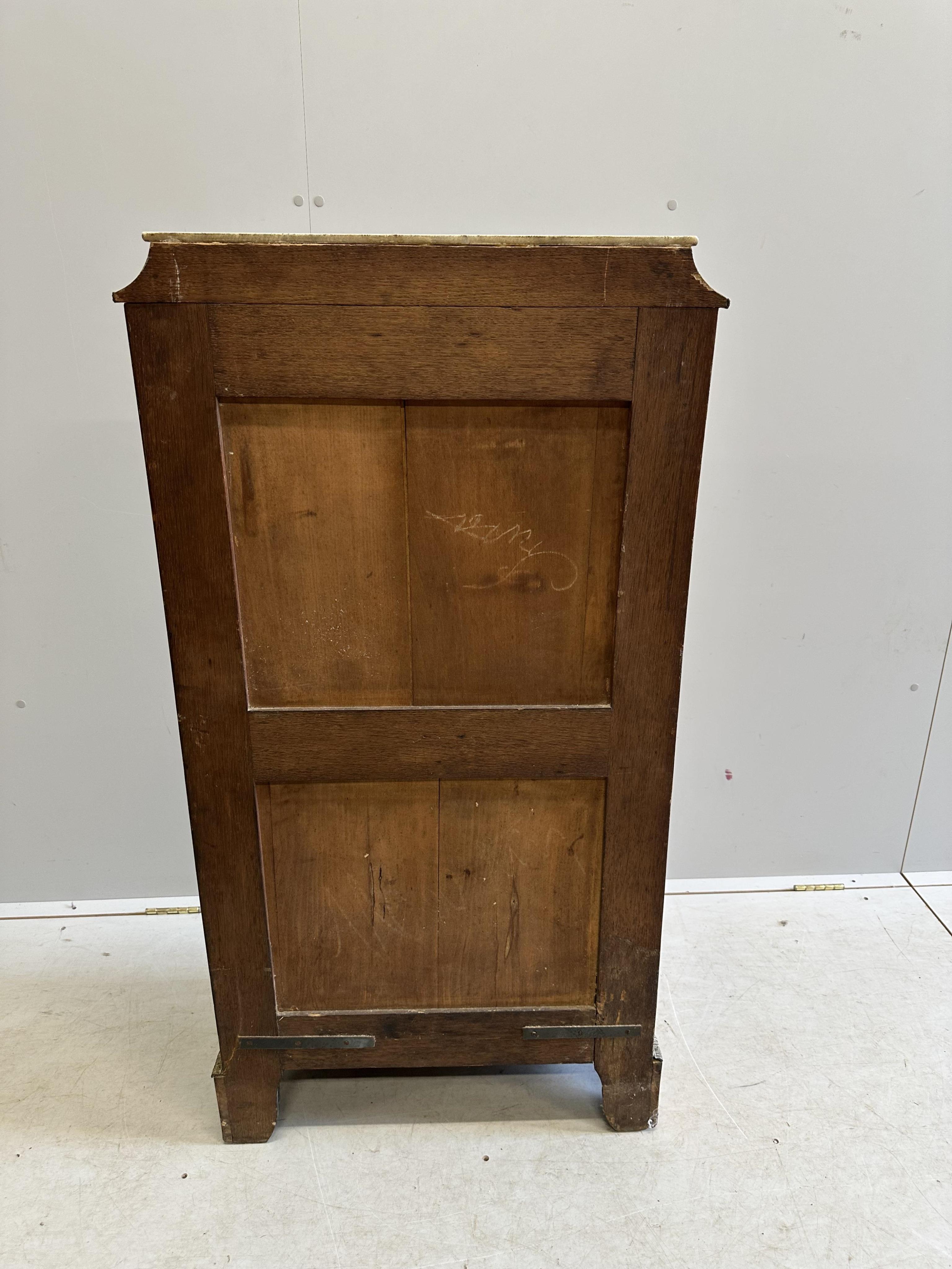 A Napoleon III style gilt metal mounted kingwood secretaire tall chest, width 64cm, depth 34cm, height 125cm. Condition - good